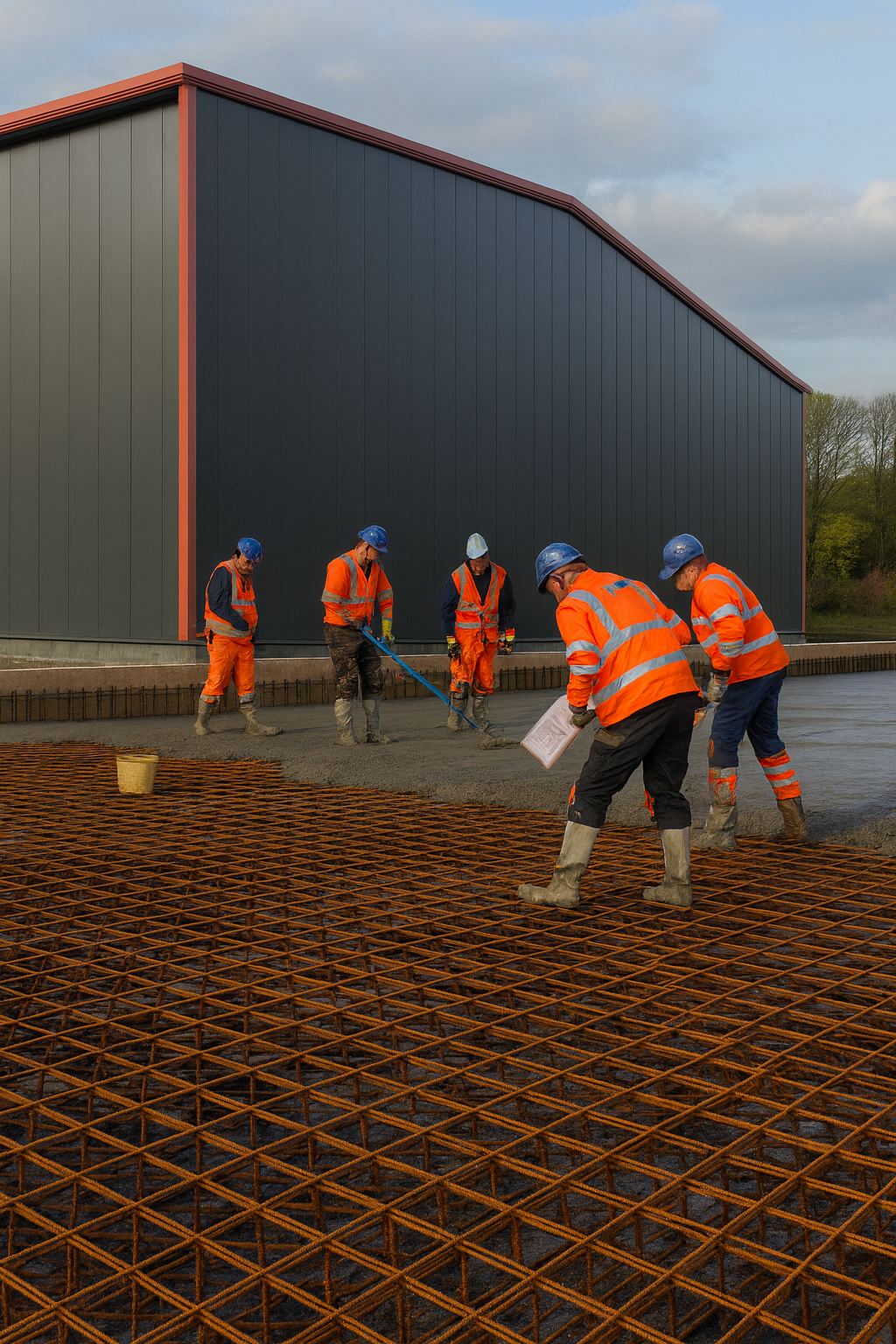 Roof decking on steel framework